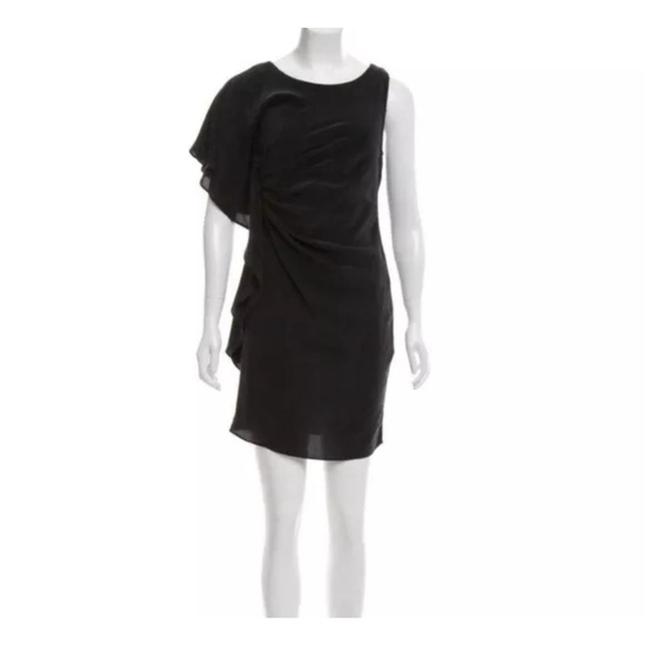 Women's Maje Black Silk Drape Sheath Dress Size 1 - Picture 1 of 8